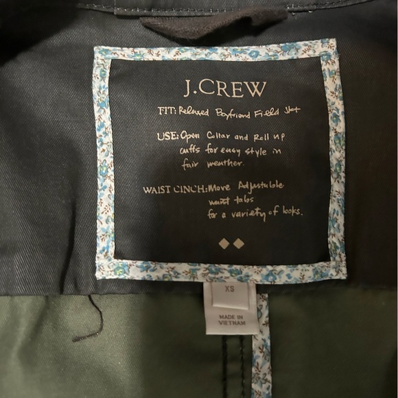 J. Crew Women's Resin Coated Dark Olive Twill Jacket - Picture 5 of 5